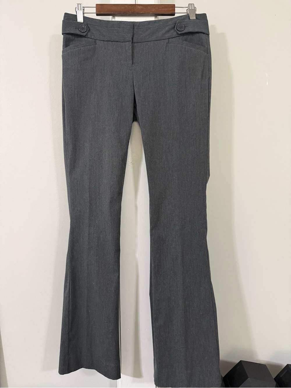 The Limited Gray Flare Dress Pants with Button Waist, 6L